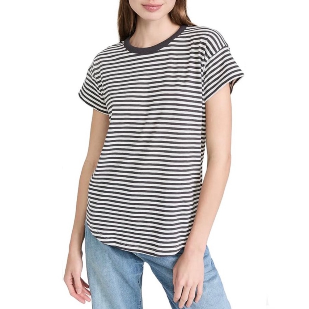 MADEWELL Whisper Cotton Rib-Crewneck Tee in Damien Stripe